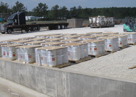 Hazardous liquid containers ready for pickup