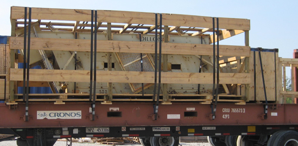 Large equipment crated on truck