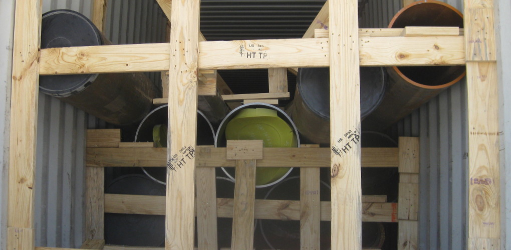 Pipes inside crates