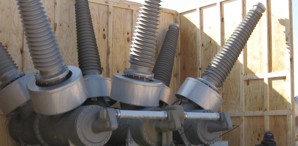 Crate with a large piece of electrical equipment